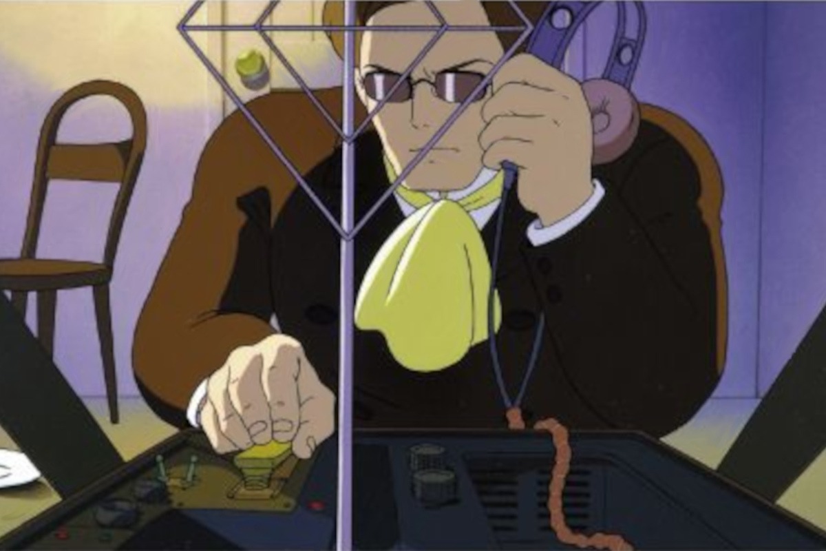 Muska sending Morse code in Castle in the Sky