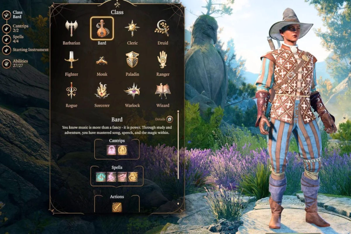 Selecting Bard from the Class menu