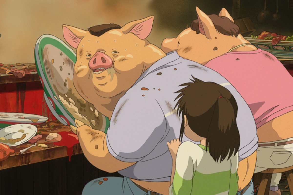 Chihiro and her parents turned into pigs
